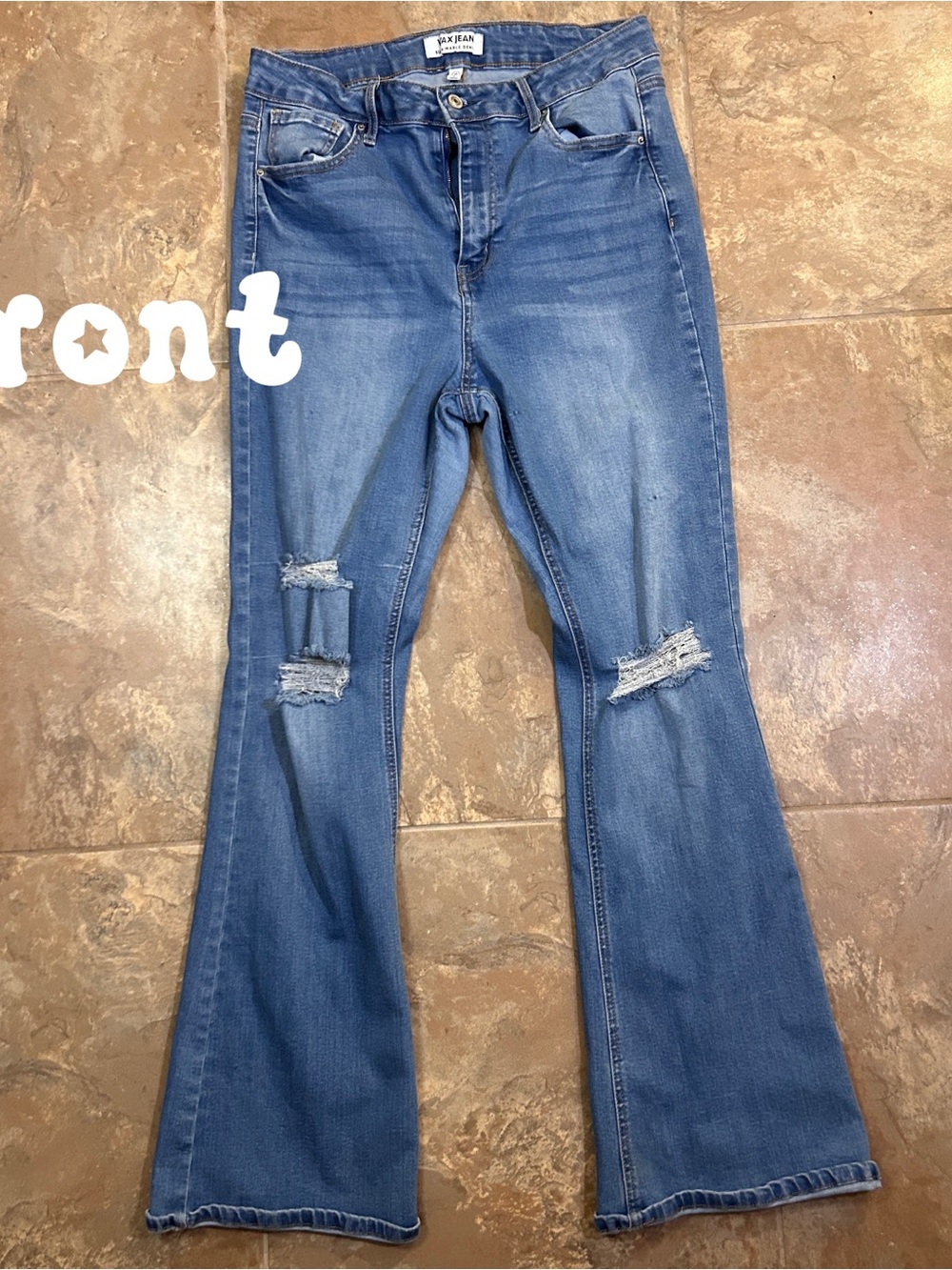 Silver Jeans Mid-Rise Blue Distressed Flare Jeans